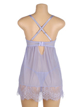 Load image into Gallery viewer, RAW's Sexy Eyelash Lace Mesh Cross Straps Push Up Nightdress