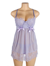 Load image into Gallery viewer, RAW's Sexy Eyelash Lace Mesh Cross Straps Push Up Nightdress