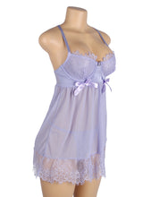Load image into Gallery viewer, RAW's Sexy Eyelash Lace Mesh Cross Straps Push Up Nightdress