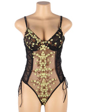 Load image into Gallery viewer, RAW's ' Flower Girl' Black Mesh Bodysuit