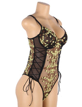 Load image into Gallery viewer, RAW's ' Flower Girl' Black Mesh Bodysuit
