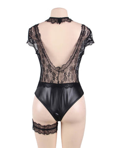 RAW's ' Gothic Girl' Plus Size Black Floral Eyelashes Lace Teddy