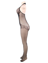 Load image into Gallery viewer, RAW&#39;s Rose Lace and Fishnet Turtleneck Bodystocking
