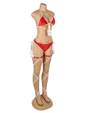 Load image into Gallery viewer, RAW’s Sexy Red Christmas Plush Bra Set
