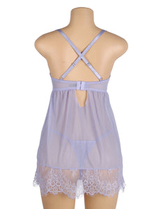 RAW's Sexy Eyelash Lace Mesh Cross Straps Push Up Nightdress