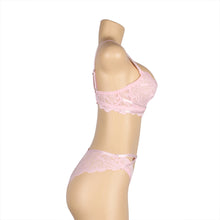 Load image into Gallery viewer, RAW&#39;s Pink/Black Floral Lace Adjustable Strap Underwire Bra Set
