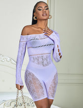 Load image into Gallery viewer, RAW’s Long-Sleeved One Shoulder Sexy Mesh Bodystocking
