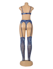 Load image into Gallery viewer, RAW’s ‘Rebel’ Blue Mesh 5 Piece Bra Set
