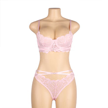 Load image into Gallery viewer, RAW&#39;s Pink/Black Floral Lace Adjustable Strap Underwire Bra Set
