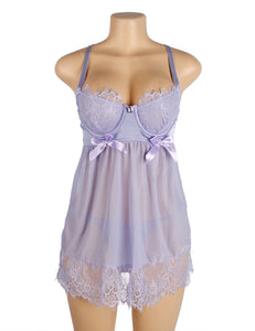 RAW's Sexy Eyelash Lace Mesh Cross Straps Push Up Nightdress