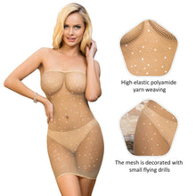 Load image into Gallery viewer, RAW’s Fishnet Off-the-shoulder Sparkle Bodystocking
