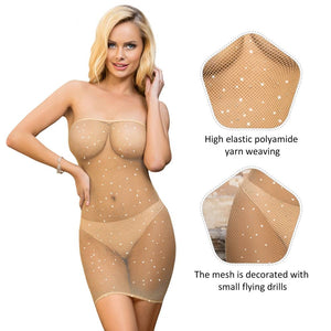 RAW’s Fishnet Off-the-shoulder Sparkle Bodystocking