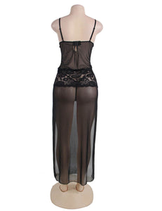 RAW's 'Cater To You' Black Mesh And Lace Elegant Lingerie Gown