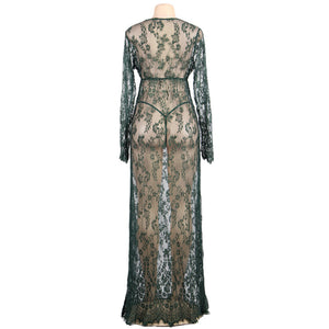 RAW's ' Queen Space' See-through V Neck Long Gown includes Thong